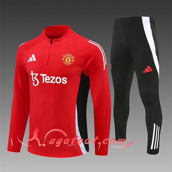 Ensemble Survetement de Foot Manchester United Enfant Rouge/Noir/Blanc 2024/2025