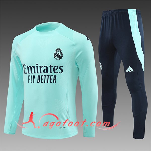 Ensemble Survetement de Foot Real Madrid Enfant Bleu/Noir 2024/2025