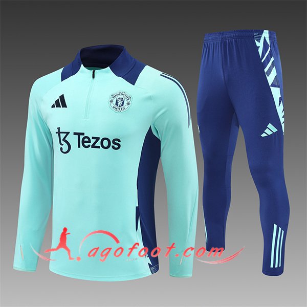 Ensemble Survetement de Foot Manchester United Enfant Bleu 2024/2025