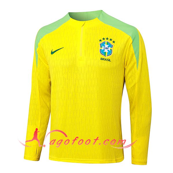 Sweatshirt Training Brésil Jaune/Vert 2024/2025 -02