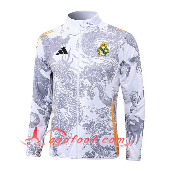 Veste Foot Real Madrid Blanc/Gris/Orange 2024/2025