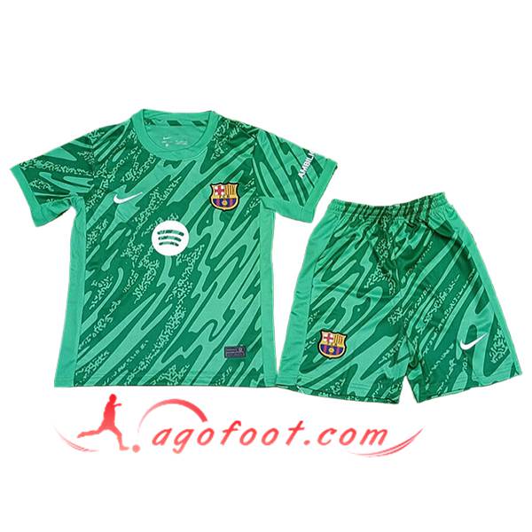 Maillot de Foot Barcelone Enfant Gardien De But Vert 2024/2025