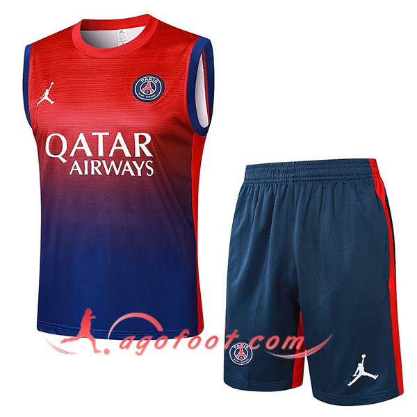 Ensemble Training Debardeur PSG Rouge/Bleu 2024/2025 -02
