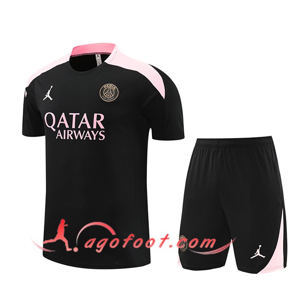 Ensemble Training T-Shirts PSG Noir/Rose 2024/2025