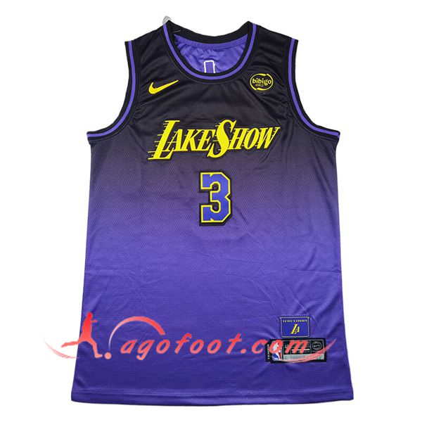 Maillot Los Angeles Lakers (DAVIS #3) 2024/25 Noir/Pourpre/Jaune