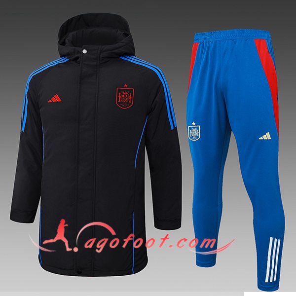 Ensemble Doudoune A Capuche Espagne Noir/Bleu 2024/2025