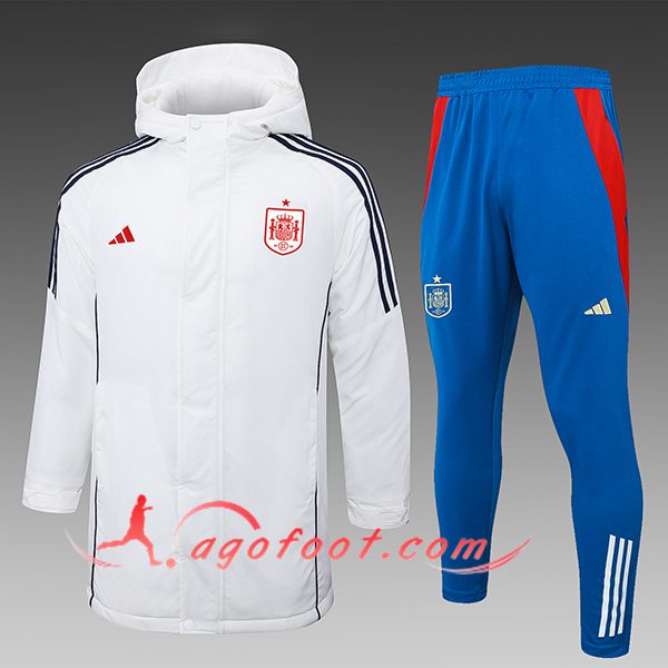 Ensemble Doudoune A Capuche Espagne Blanc/Noir 2024/2025