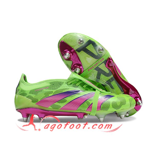 Adidas Chaussures de Foot Predator Elite Tongue SG Vert/Rose