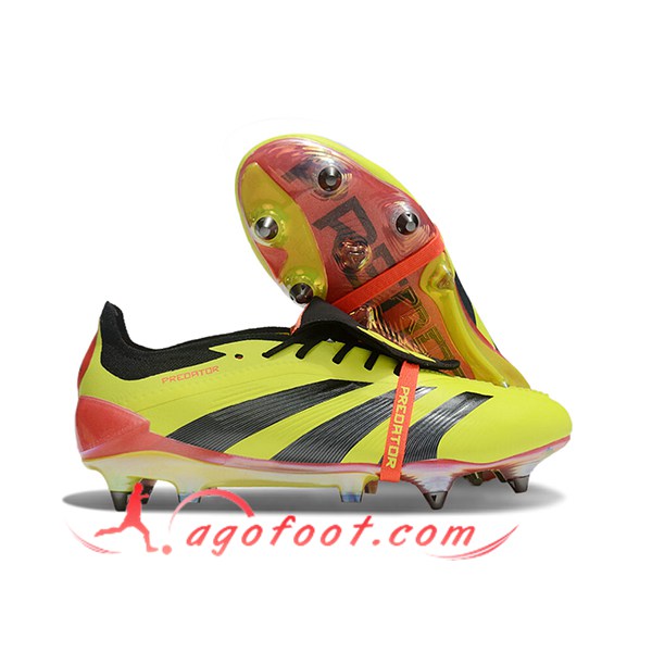 Adidas Chaussures de Foot Predator Elite Tongue SG Jaune/Noir/Orange