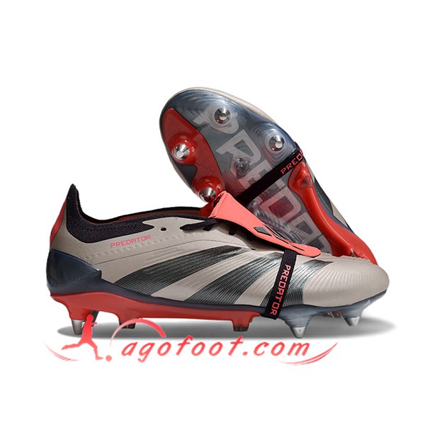 Adidas Chaussures de Foot Predator Elite Tongue SG Gris/Noir/Orange
