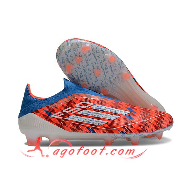 Adidas Chaussures de Foot F50 Elite Laceless FG Orange/Bleu