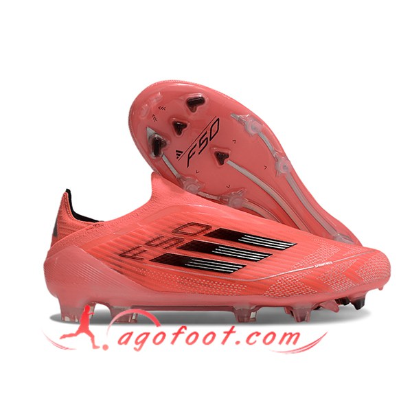 Adidas Chaussures de Foot F50 Elite Laceless FG Orange/Rose/Noir