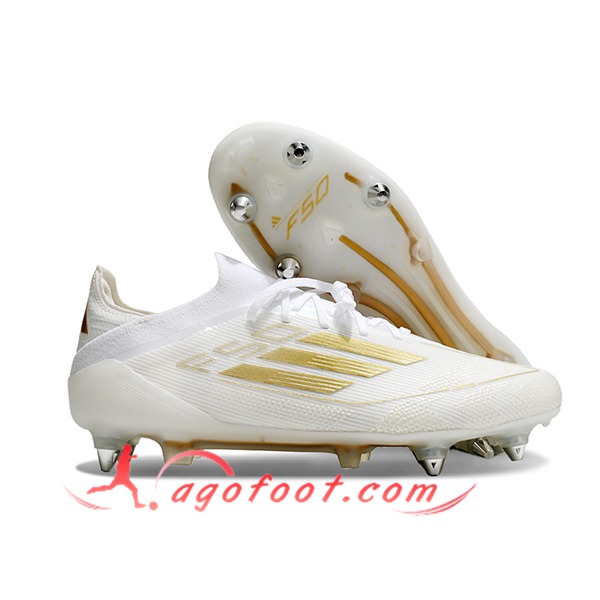 Adidas Chaussures de Foot F50 Elite SG Blanc/Jaune