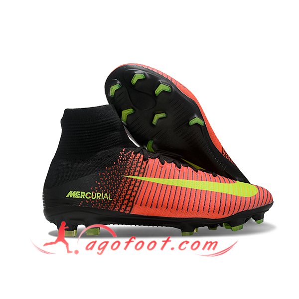 Nike Chaussures de Foot Zoom Superfly 5 Elite FG Orange/Noir/Jaune