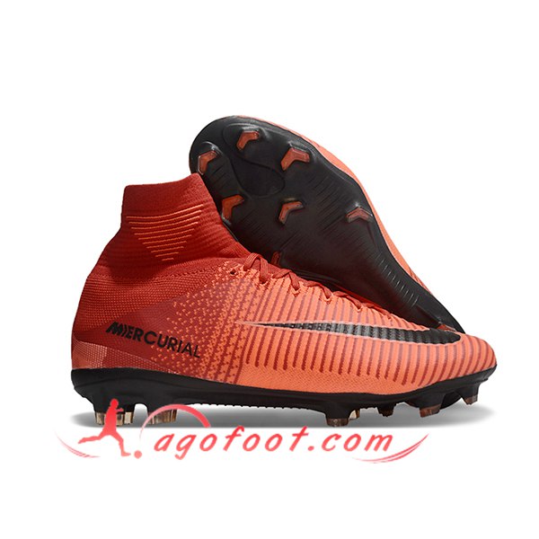 Nike Chaussures de Foot Zoom Superfly 5 Elite FG Orange/Rouge/Noir