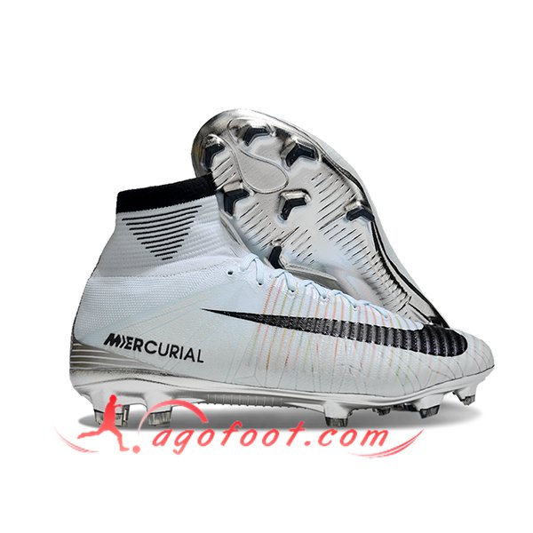 Nike Chaussures de Foot Zoom Superfly 5 Elite FG Blanc/Noir