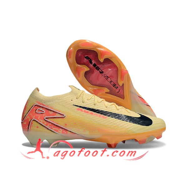 Nike Chaussures de Foot AIR Zoom Mercurial "Kylian Mbappé" Vapor 16 Elite XXV FG Jaune/Orange/Noir