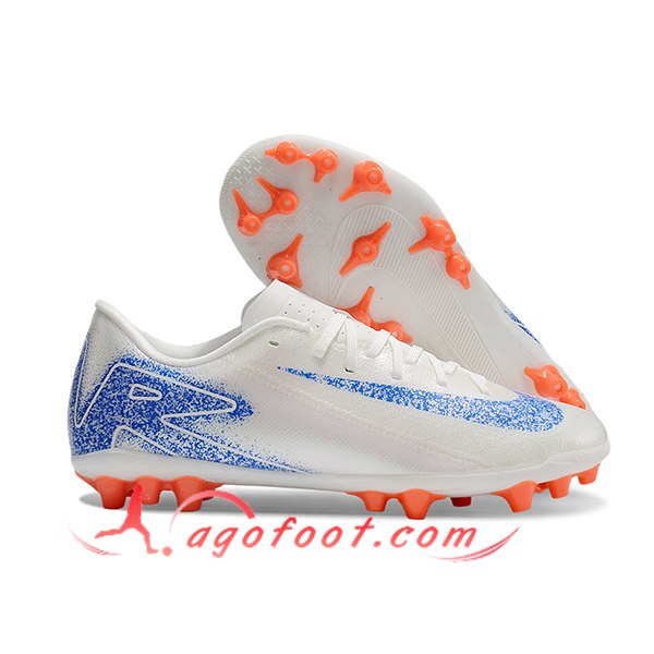 Nike Chaussures de Foot AIR ZOOM MERCURIAL VAPOR XVI ACADEMY X MBAPPE AG Blanc/Bleu/Orange