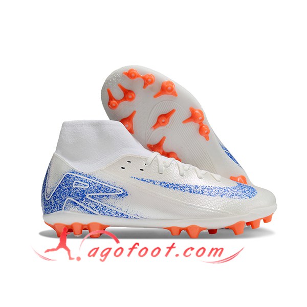 Nike Chaussures de Foot Mercurial Superfly 10 Academy Blanc/Bleu/Orange