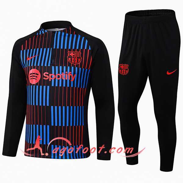 Ensemble Survetement de Foot FC Barcelone Noir/Bleu/Rouge 2024/2025 -02