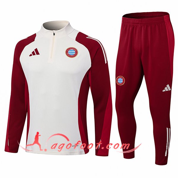 Ensemble Survetement de Foot Bayern Munich Blanc/Rouge 2024/2025 -02