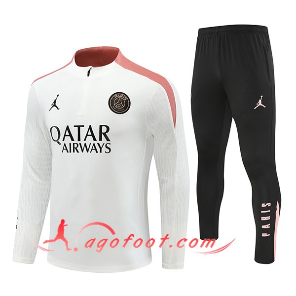Ensemble Survetement de Foot PSG Blanc/Rose 2024/2025