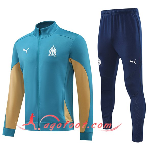 Ensemble Survetement de Foot Veste Foot Marseille Bleu/Brun 2024/2025