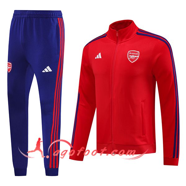 Ensemble Survetement de Foot Veste Foot Arsenal Rouge/Bleu 2024/2025