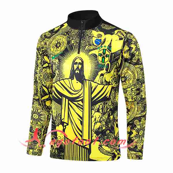 Sweatshirt Training Brésil Noir/Jaune 2024/2025