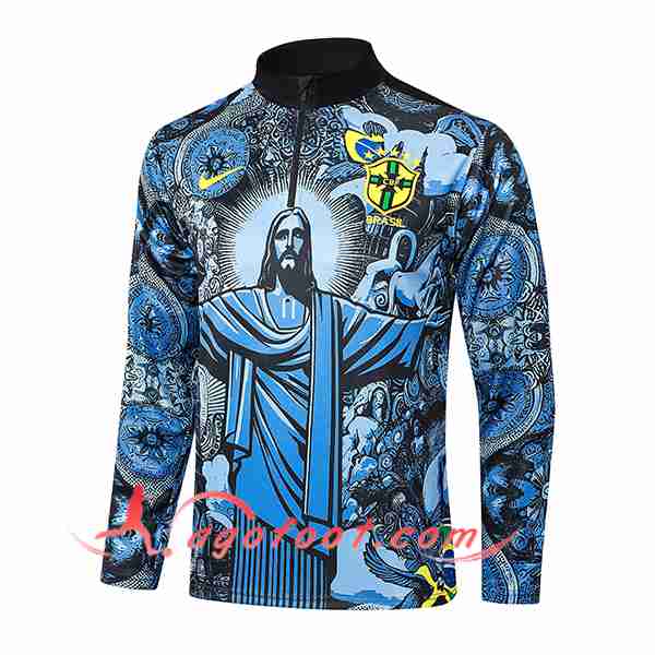 Sweatshirt Training Brésil Noir/Bleu 2024/2025