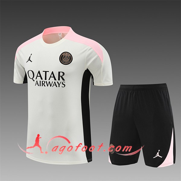 Ensemble Training T-Shirts PSG Enfant Blanc/Rose/Noir 2024/2025