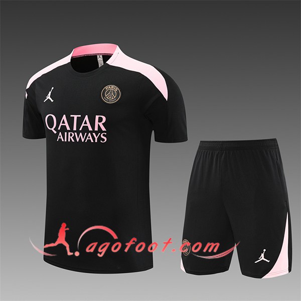 Ensemble Training T-Shirts PSG Enfant Noir/Rose 2024/2025
