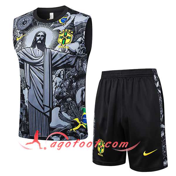 Ensemble Training Debardeur Brésil Gris/Noir 2024/2025