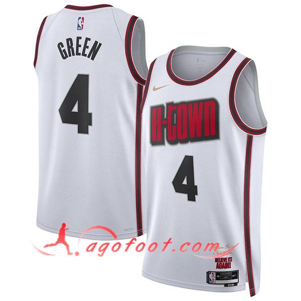 Maillot Houston Rockets (GREEN #4) 2024/25 Blanc/Rouge/Noir