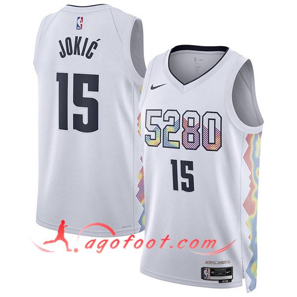 Maillot Denver Nuggets (JOKIC #15) 2024/25 Blanc/Noir