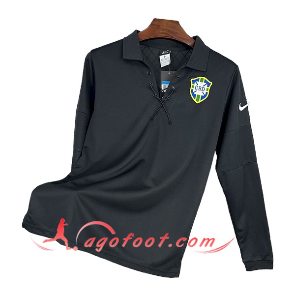Maillot de Foot Bresil Retro Manches Longues Special Edition Noir 2004
