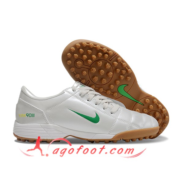 Nike Chaussures de Foot T90 TF Blanc/Vert