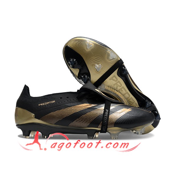 Adidas Chaussures de Foot Predator Elite Tongue FG Noir/Jaune -03