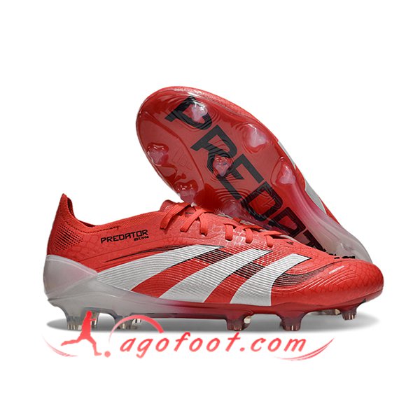 Adidas Chaussures de Foot 25 Predator Elite FG Rouge/Blanc