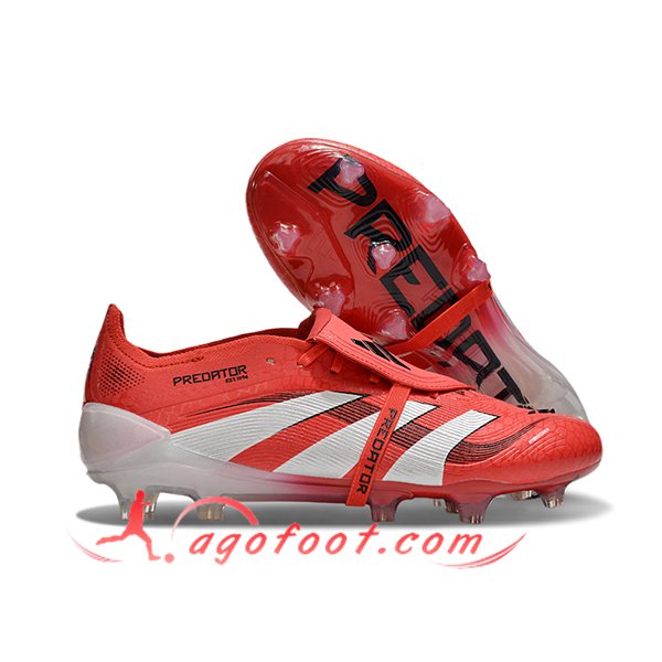 Adidas Chaussures de Foot 25 Predator Elite Tongue FG Rouge/Blanc