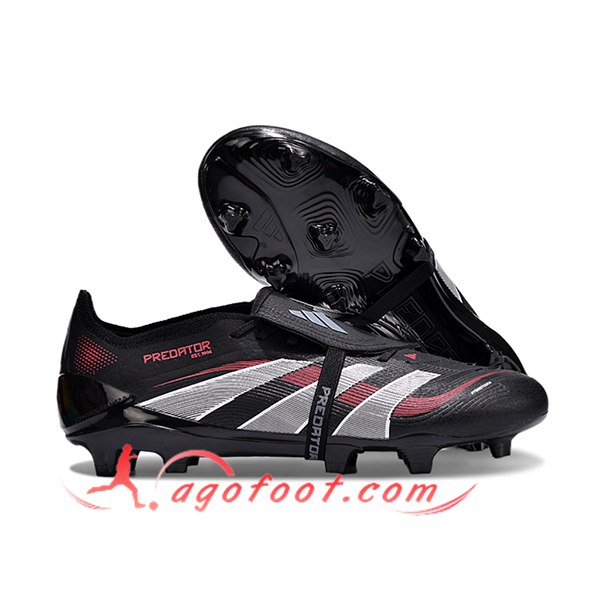 Adidas Chaussures de Foot 25 Predator Elite Tongue FG Noir/Gris/Rouge