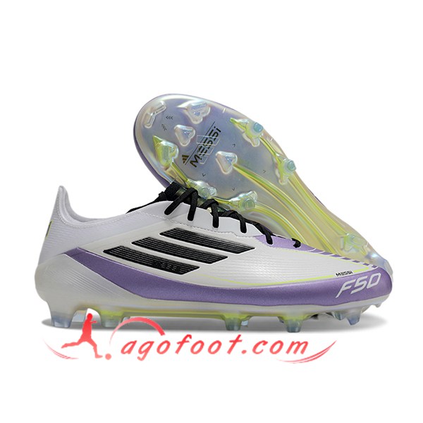 Adidas Chaussures de Foot F50 ELITE FG Blanc/Pourpre/Noir