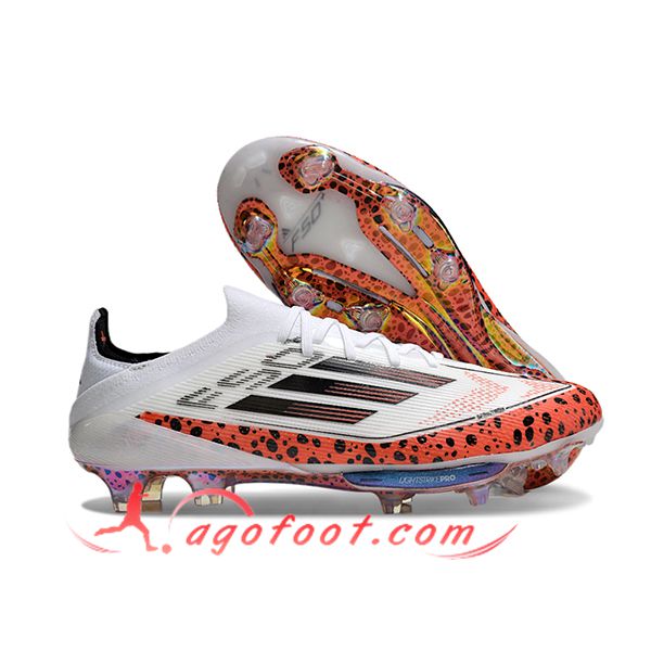 Adidas Chaussures de Foot F50+.1 FG Blanc/Noir/Orange