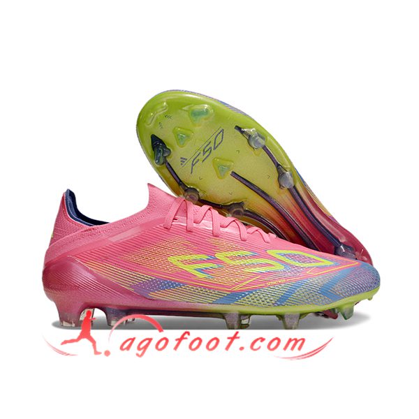 Adidas Chaussures de Foot F50 Elite FG Rose/Gris/Bleu