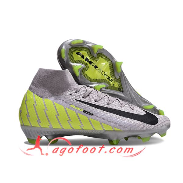 Nike Chaussures de Foot Air Zoom Mercurial Superfly IIX Elite FG Gris/Vert/Noir