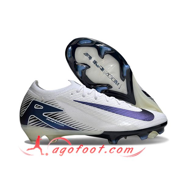 Nike Chaussures de Foot AIR Zoom Mercurial Vapor 16 Elite XXV FG Blanc/Bleu/Pourpre -02