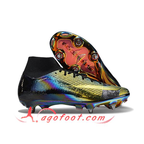 Nike Chaussures de Foot Air Zoom Mercurial Superfly IIX Elite SG Noir/Jaune