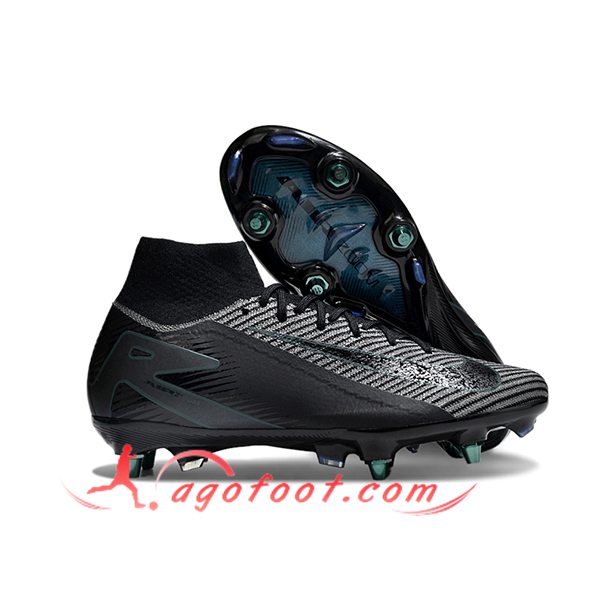 Nike Chaussures de Foot Air Zoom Mercurial Superfly IIX Elite SG Noir/Gris