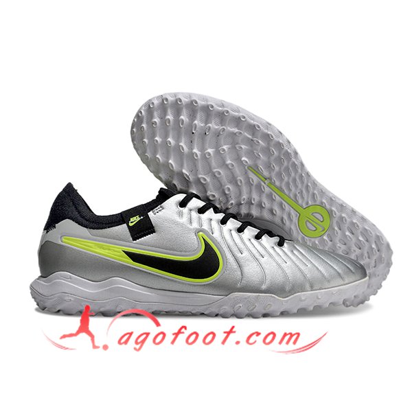 Nike Chaussures de Foot Tiempo Legend X PRO TF Gris/Noir/Vert