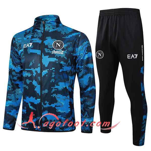 Ensemble Survetement de Foot Veste Foot SSC Naples Bleu Foncé 2024/2025